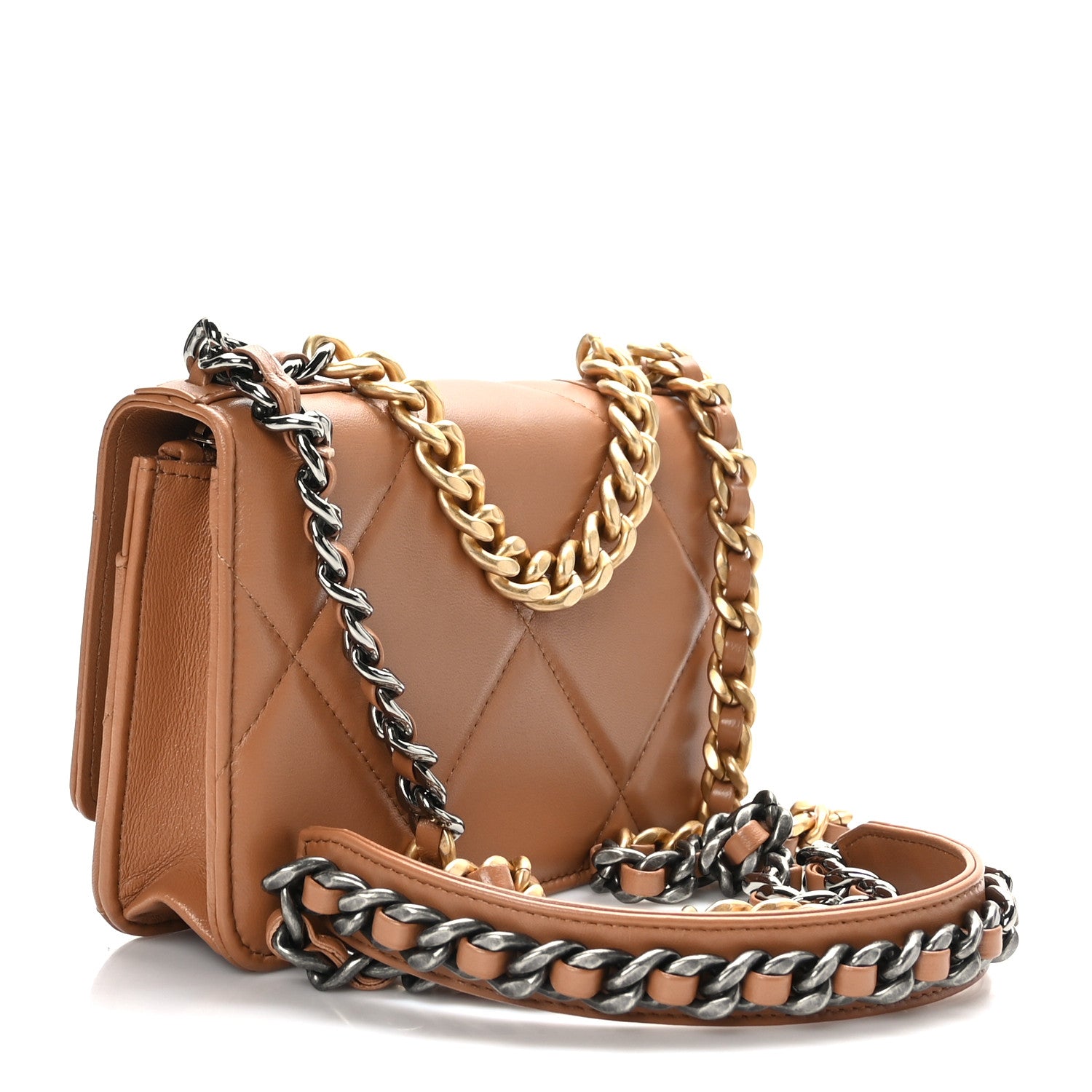 Chanel Lambskin Quilted Chanel 19 Wallet On Chain WOC Brown 3 of 10