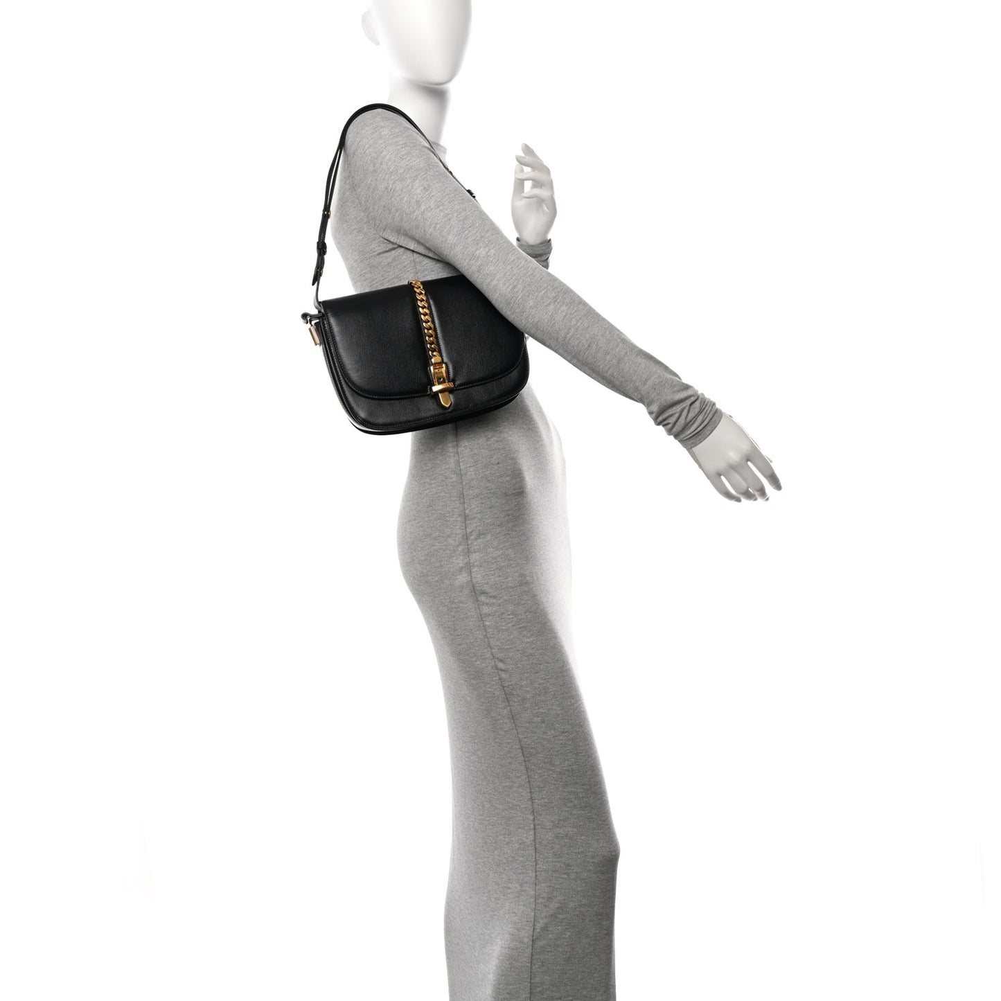 Azalea Calfskin Small Sylvie 1969 Flap Messenger Bag Black