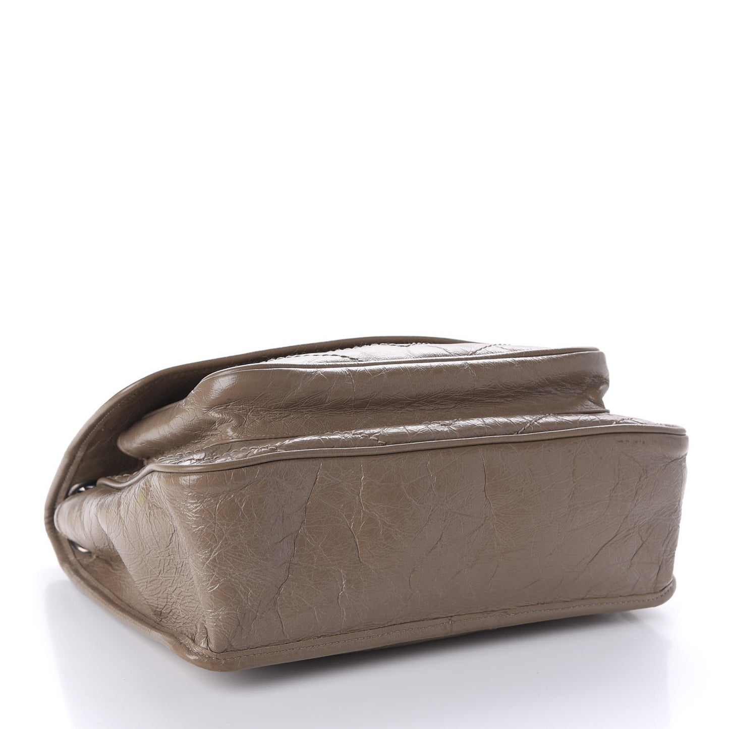 Crinkled Calfskin Matelasse Monogram Medium Niki Chain Satchel Taupe