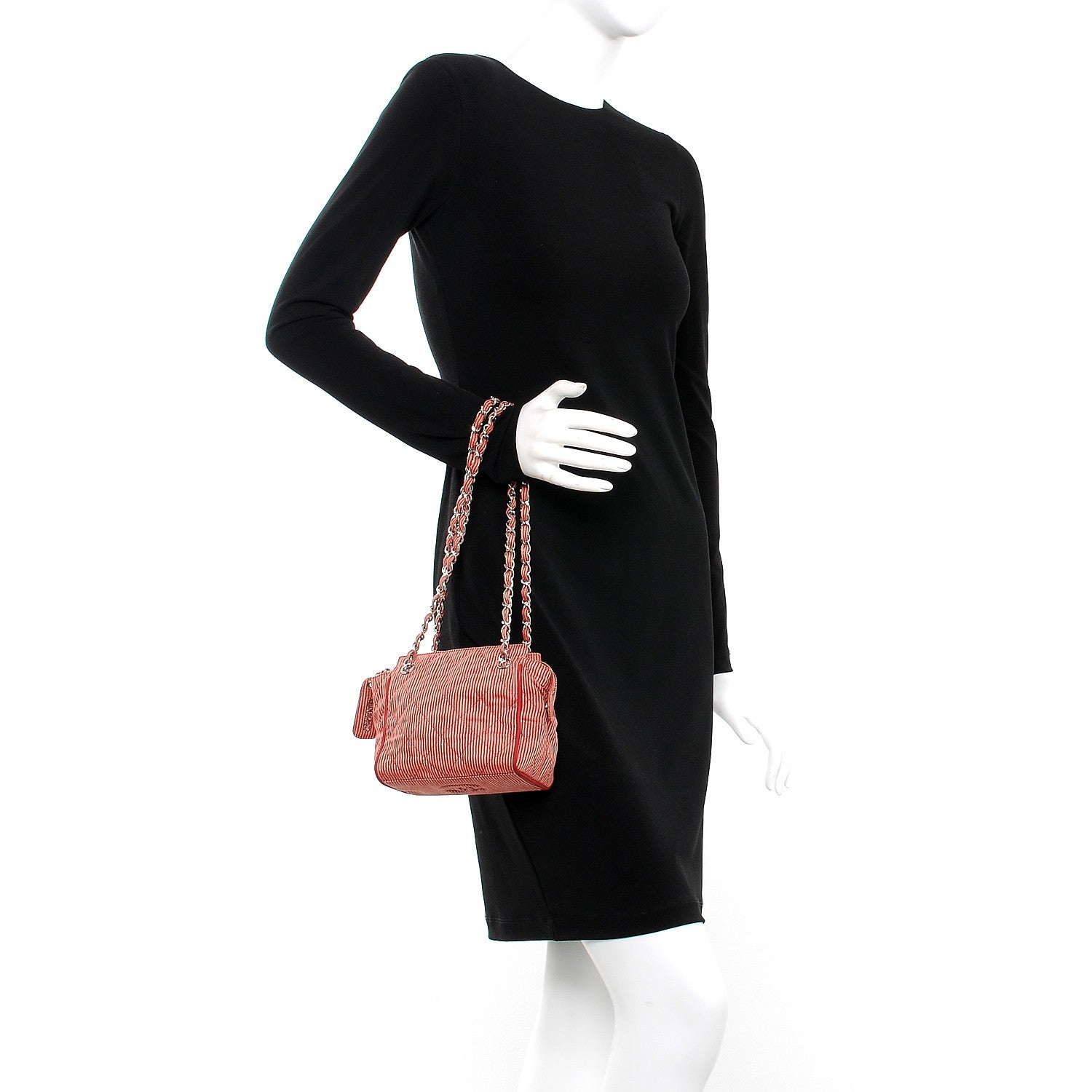Chanel Toile Striped Quilted Mini Shoulder Bag Red 2 of 16