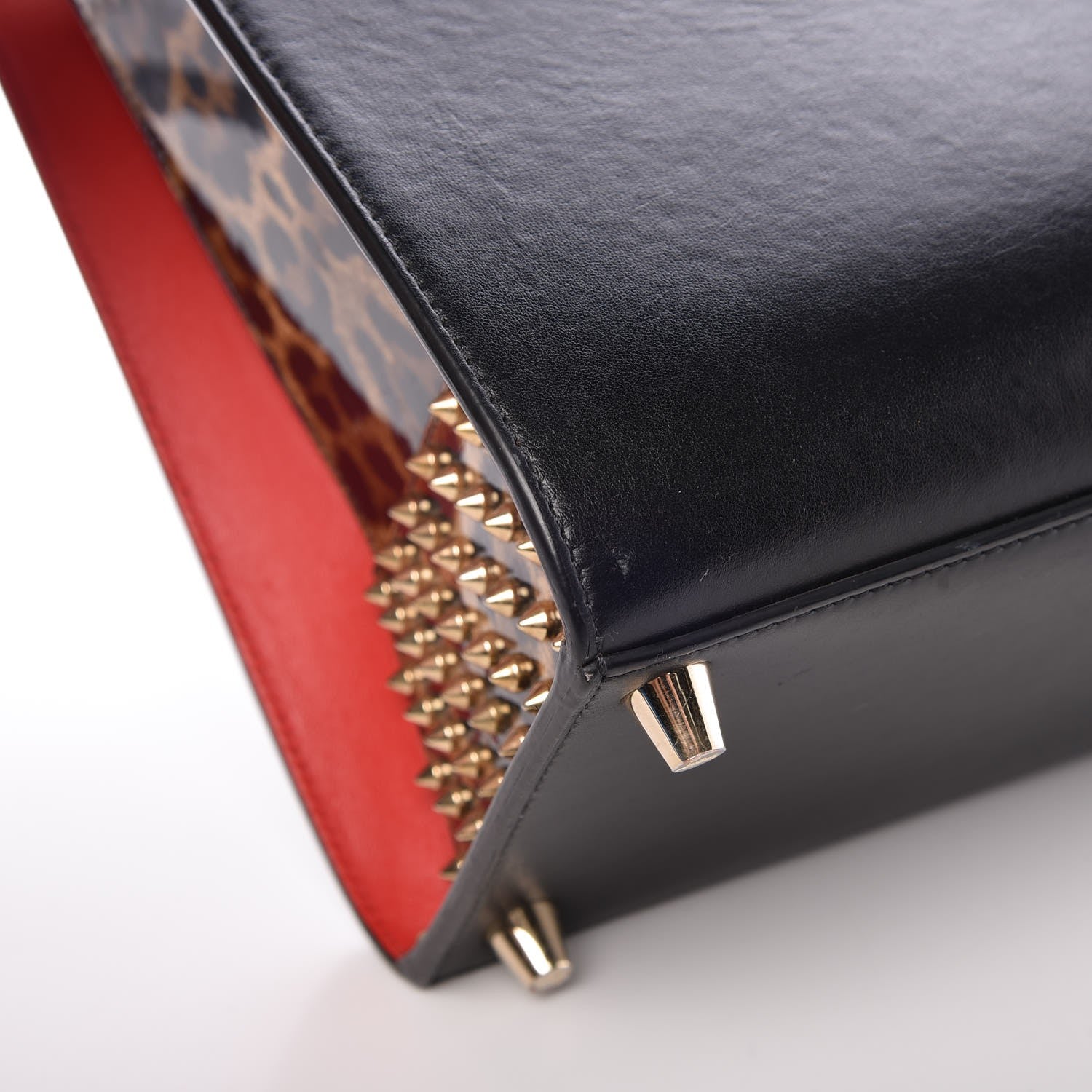 Christian Louboutin Calfskin Patent Leopard Spiked Large Paloma Black 10 of 10