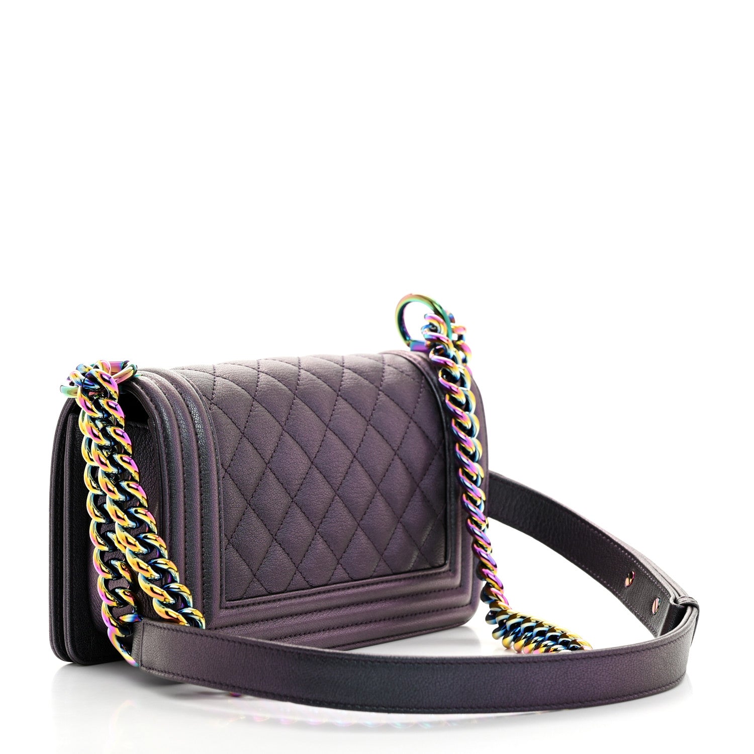 Chanel Iridescent Goatskin Quilted Small Boy Flap Purple 2 of 10
