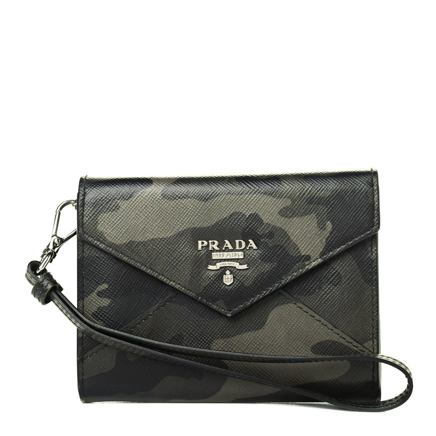 Saffiano Camouflage Print Wristlet Wallet Marmo Dis Camouflage