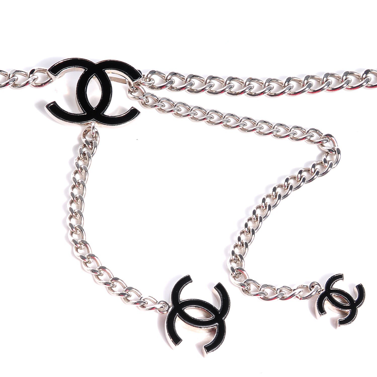 Chanel Enamel CC Ceinture Fantai Adjustable Belt Silver Black 3 of 6