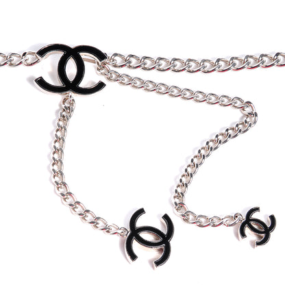 Chanel Enamel CC Ceinture Fantai Adjustable Belt Silver Black 3 of 6