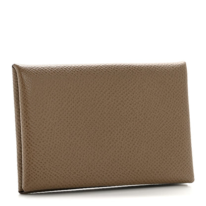 Hermes Epsom Calvi Card Case Etoupe 3 of 8