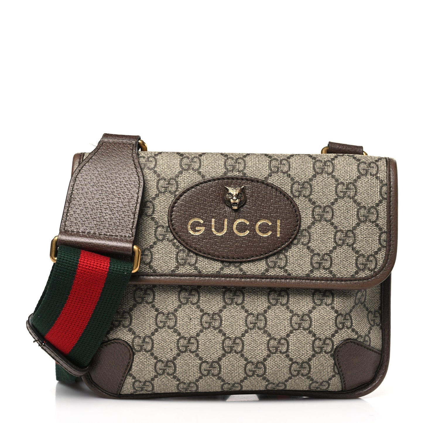 GG Supreme Monogram Web Small Neo Vintage Double Flap Messenger Bag Beige New Acero