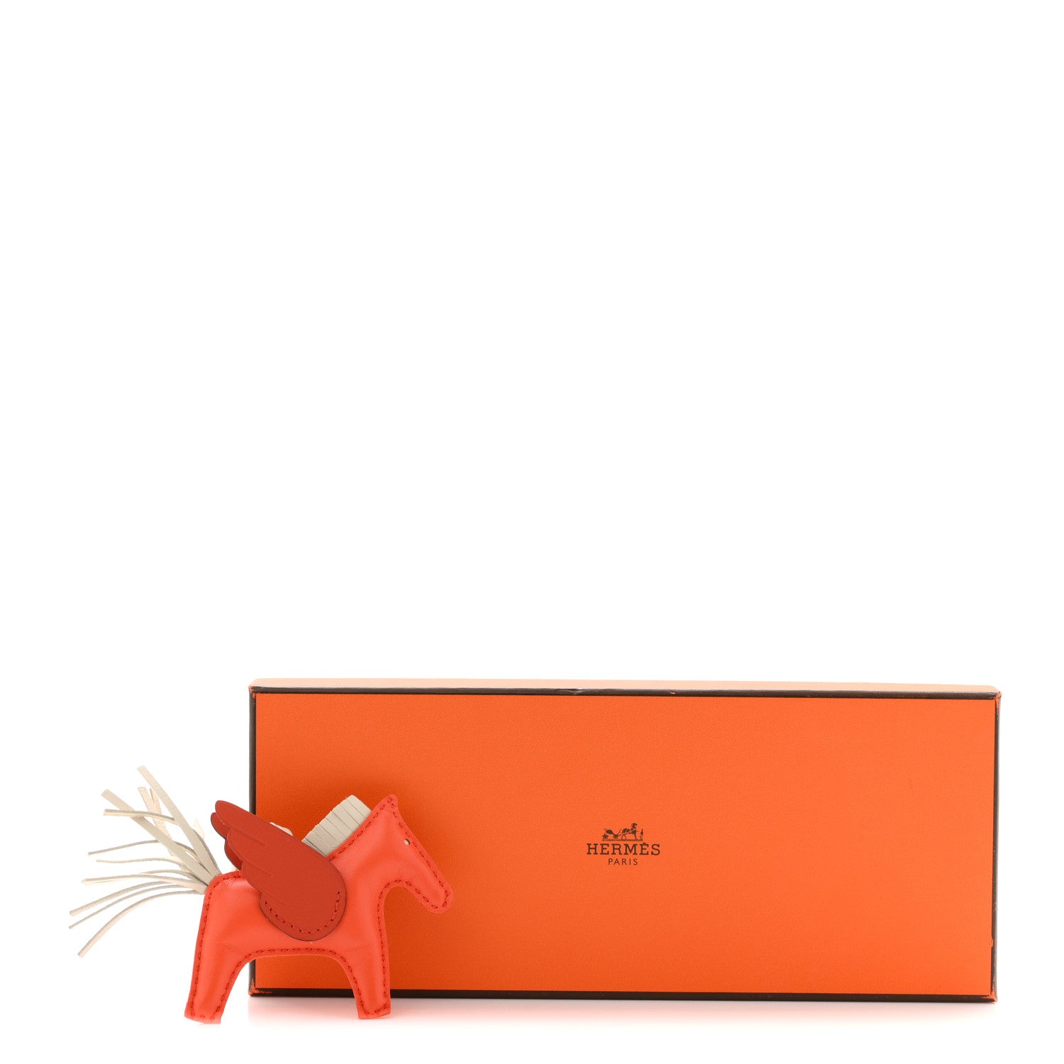 Hermes Milo Lambskin Grigri Rodeo Pegase Horse Bag Charm PM Orange Poppy Craie Terre Battue 5 of 5