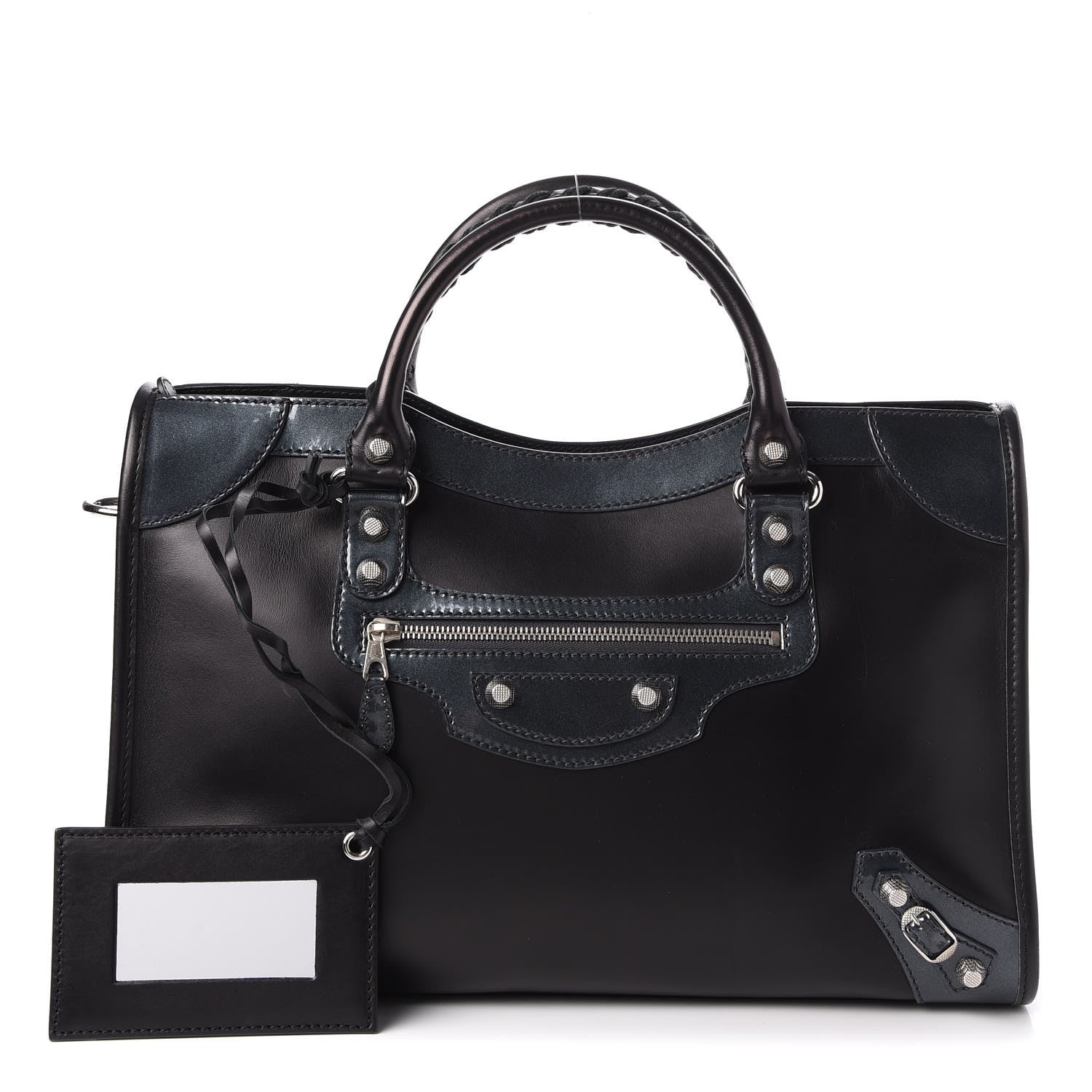 Balenciaga Smooth Calfskin Metallic Patent Giant 12 Silver Hardware City Black Gris 1 of 11