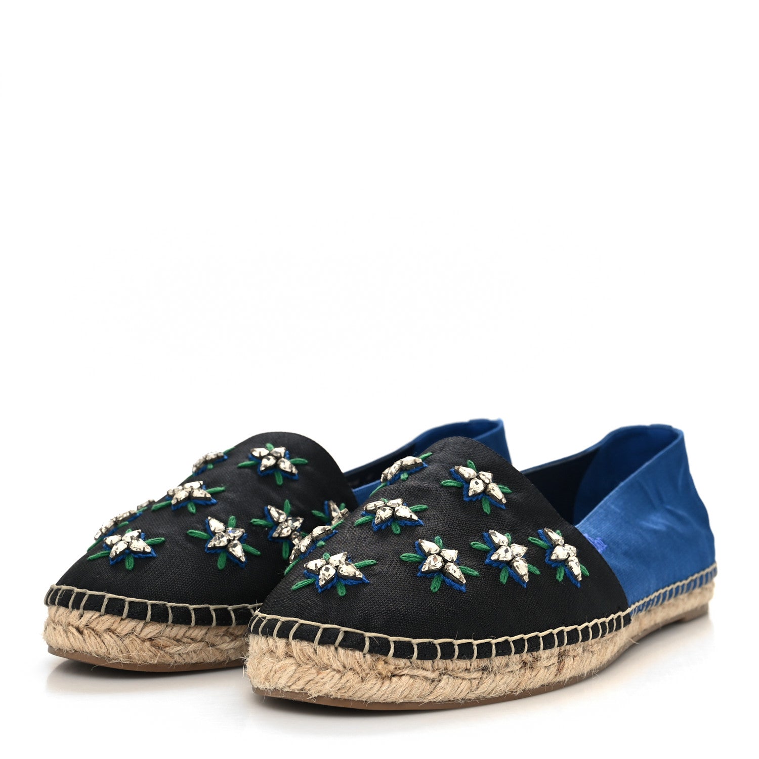 Christian Dior Crystal Embellished Riviera Espadrilles 41 Black Green 3 of 9