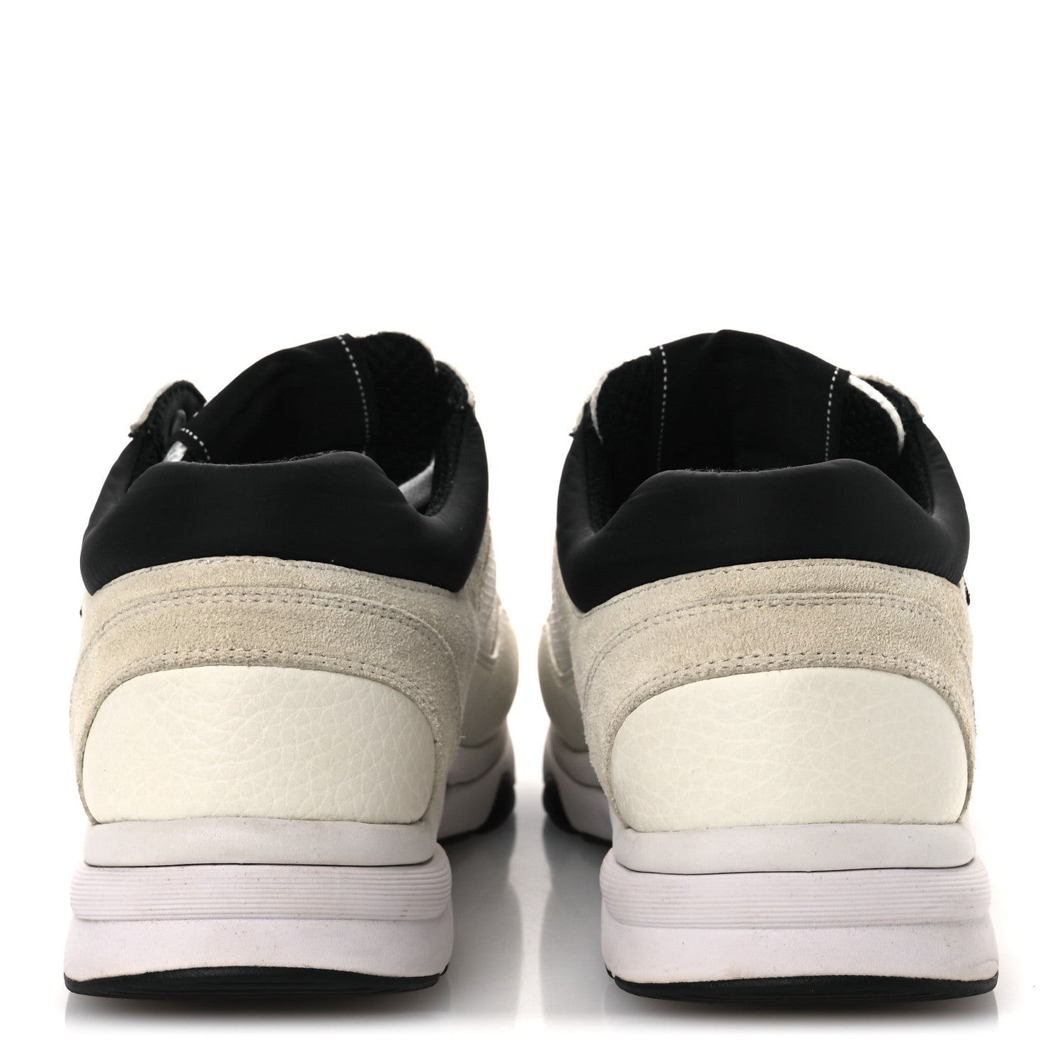 Chanel Mesh Suede Calfskin Grained Calfskin Womens CC Sneakers 38 White Black 6 of 11