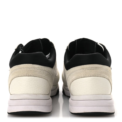Chanel Mesh Suede Calfskin Grained Calfskin Womens CC Sneakers 38 White Black 6 of 11