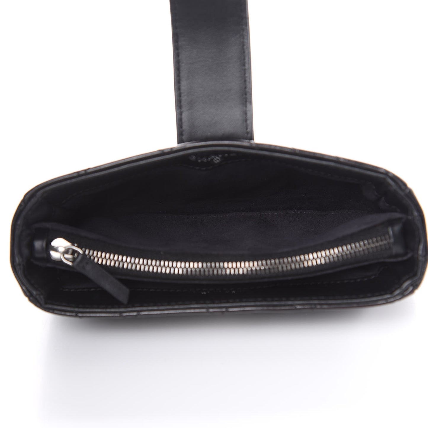 Glazed Calfskin Quilted Mini Phone Holder Clutch Black