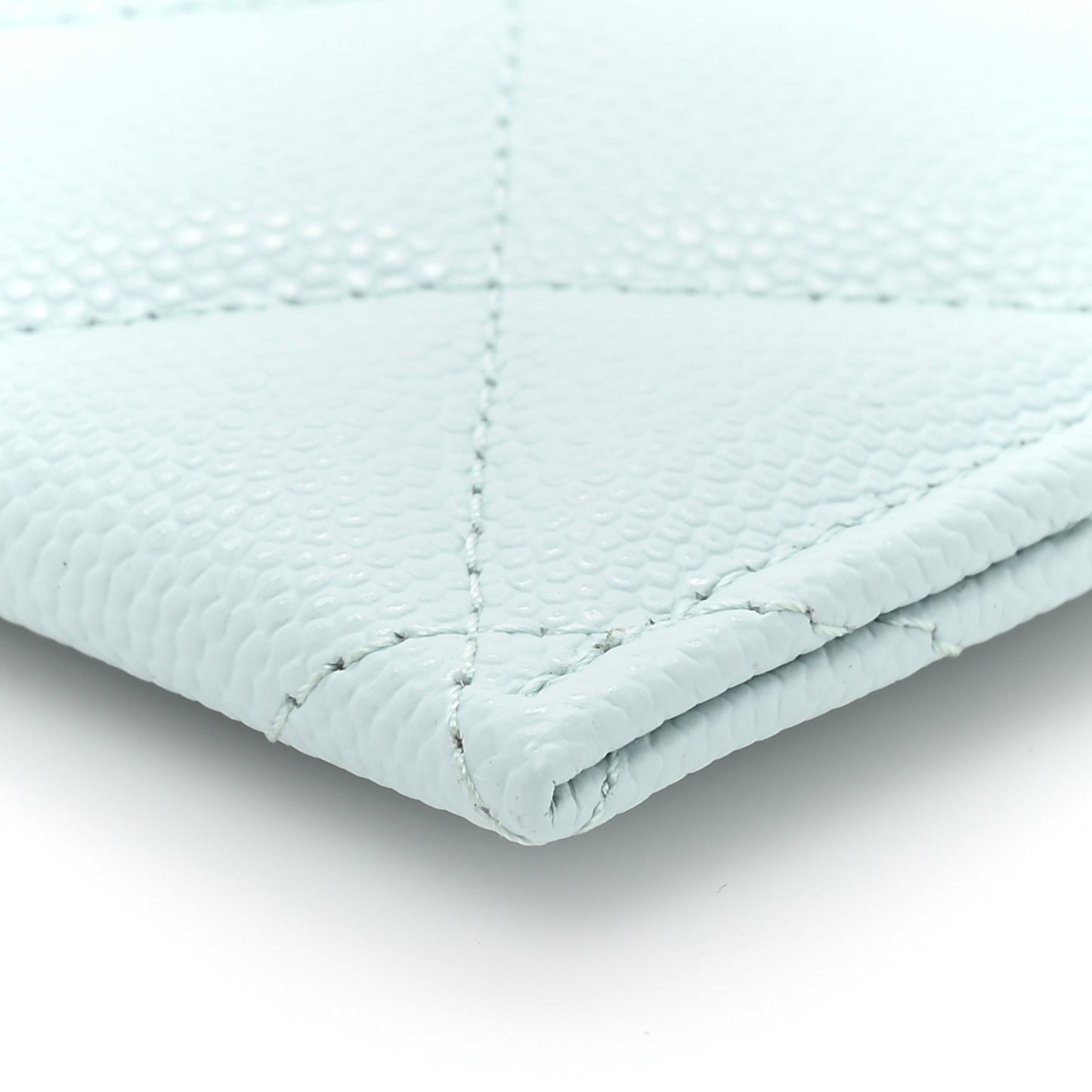 Caviar Quilted Card Holder Light Blue