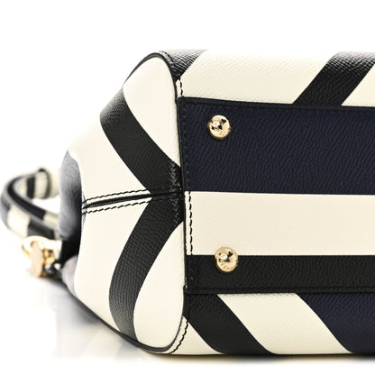 Dolce & Gabbana Dauphine Chevron Striped Medium Miss Sicily Satchel Blue 9 of 10
