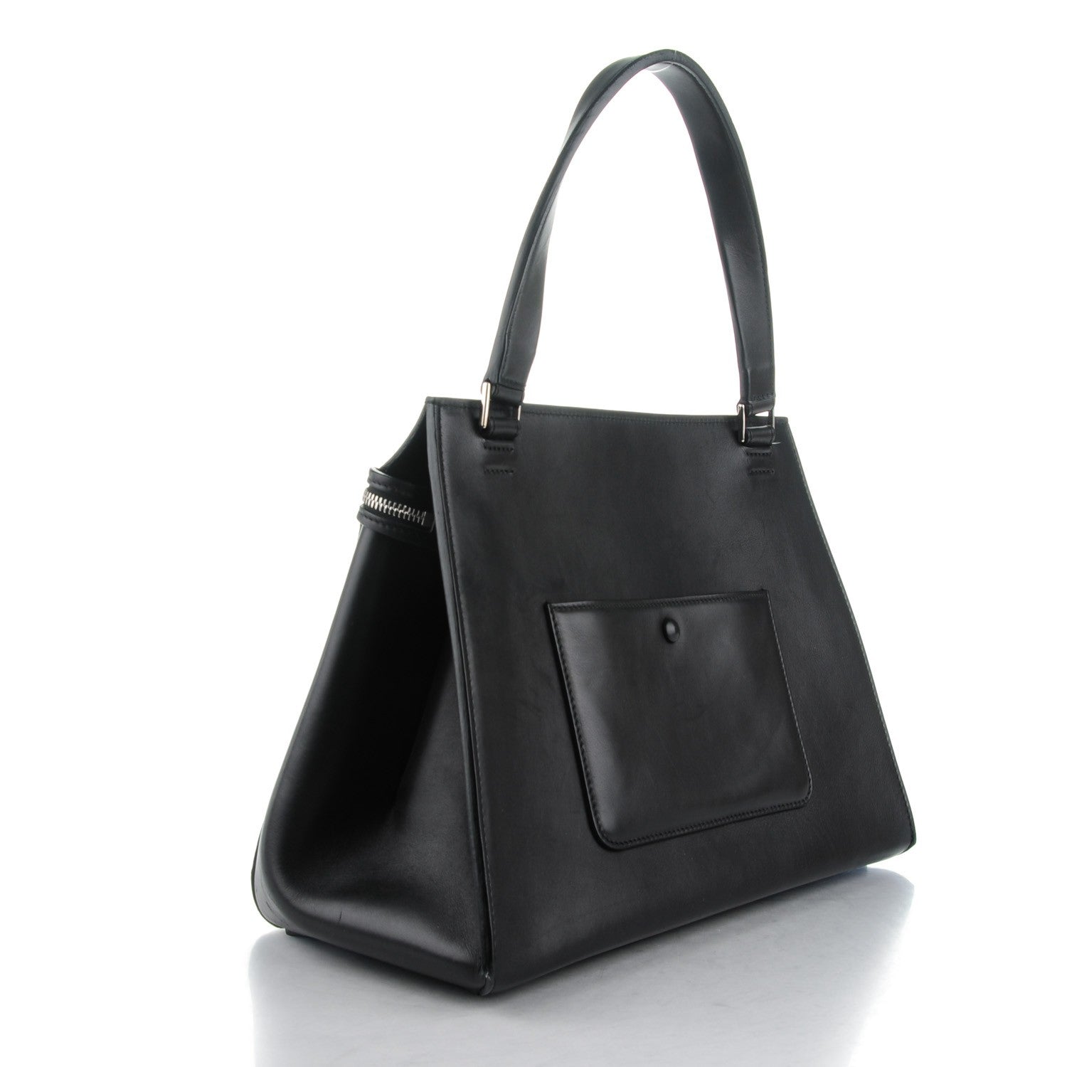 Celine Textured Calfskin Medium Bi-Color Edge Shoulder Bag Black 4 of 10