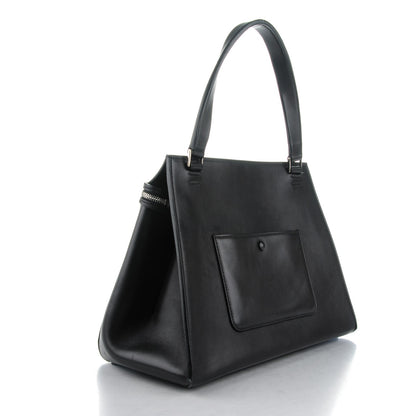 Celine Textured Calfskin Medium Bi-Color Edge Shoulder Bag Black 4 of 10
