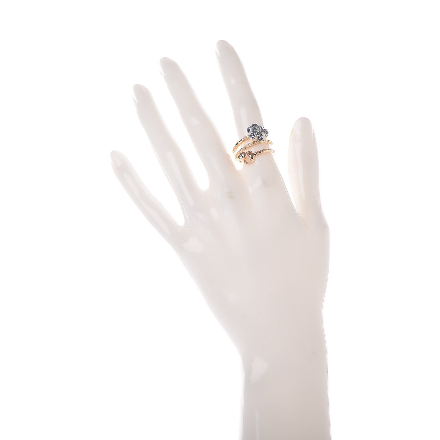 18K Rose Gold Diamond Blue Sapphire Flower Ring 53 6.25