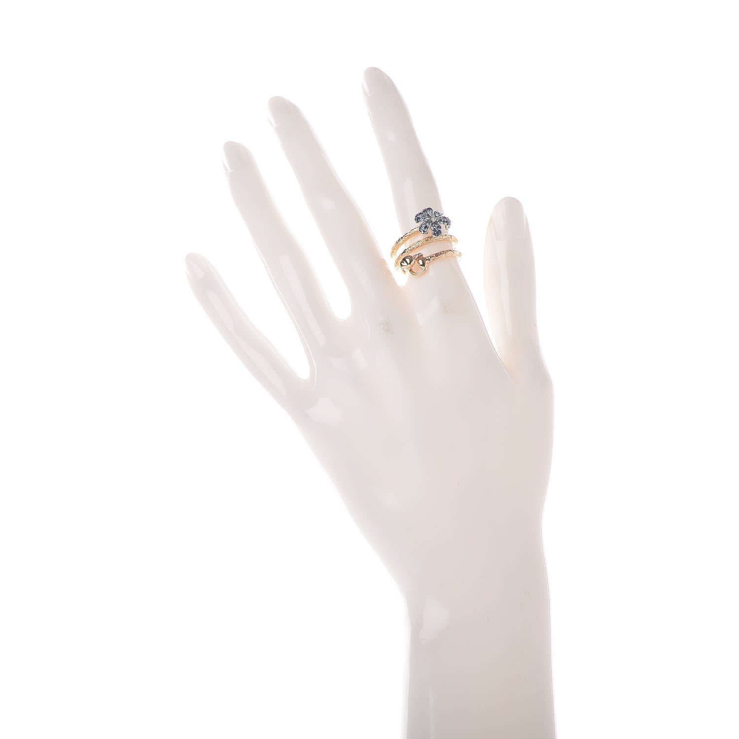 Gucci 18K Rose Gold Diamond Blue Sapphire Flower Ring 53 6.25 2 of 7