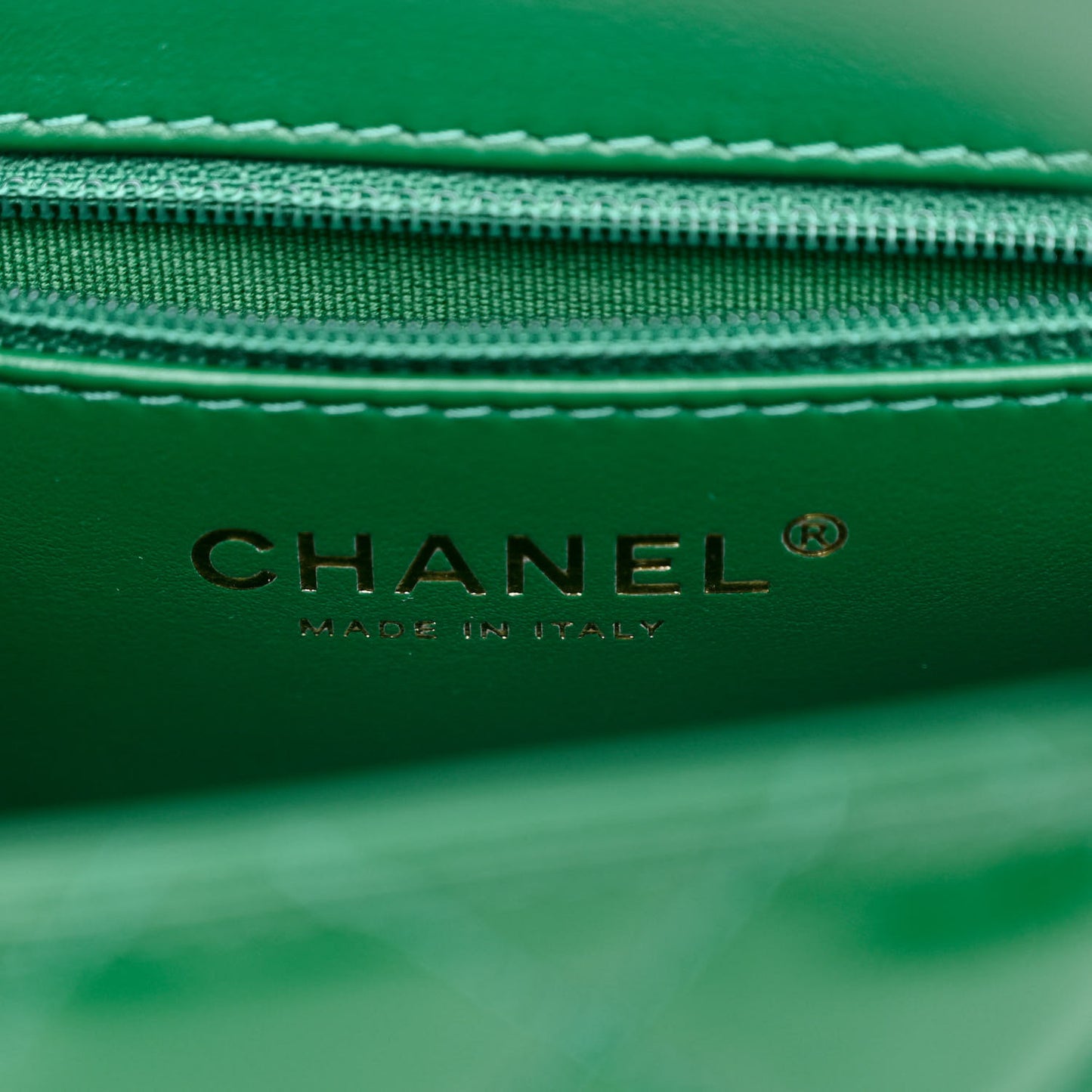 Shiny Aged Calfskin Quilted Nano Kelly Shopper Green