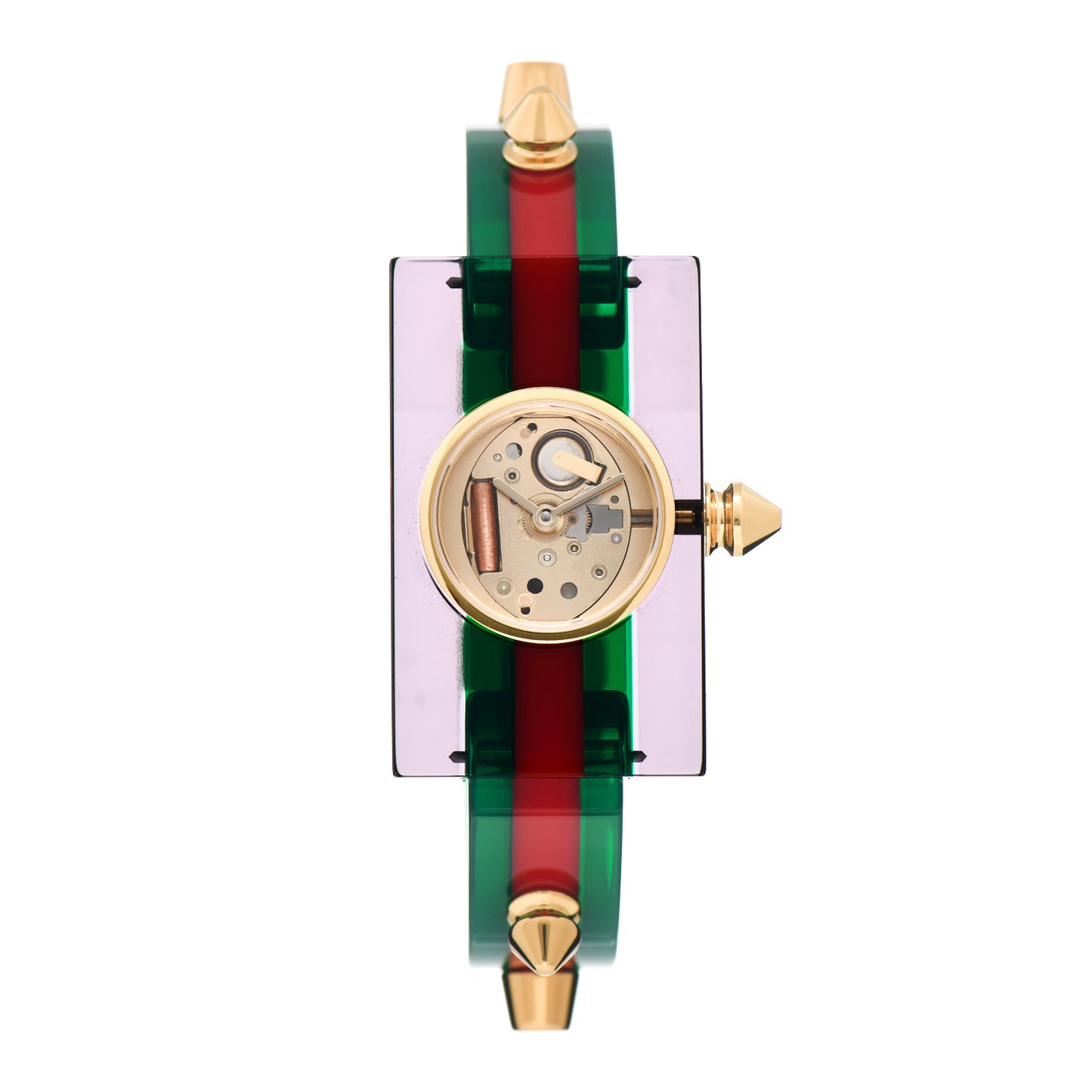 Stainless Steel Plexiglass 24mm Skeleton Stud Quartz Watch