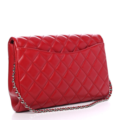 Chanel Lambskin Quilted Clutch With Chain Flap Red 2 of 8
