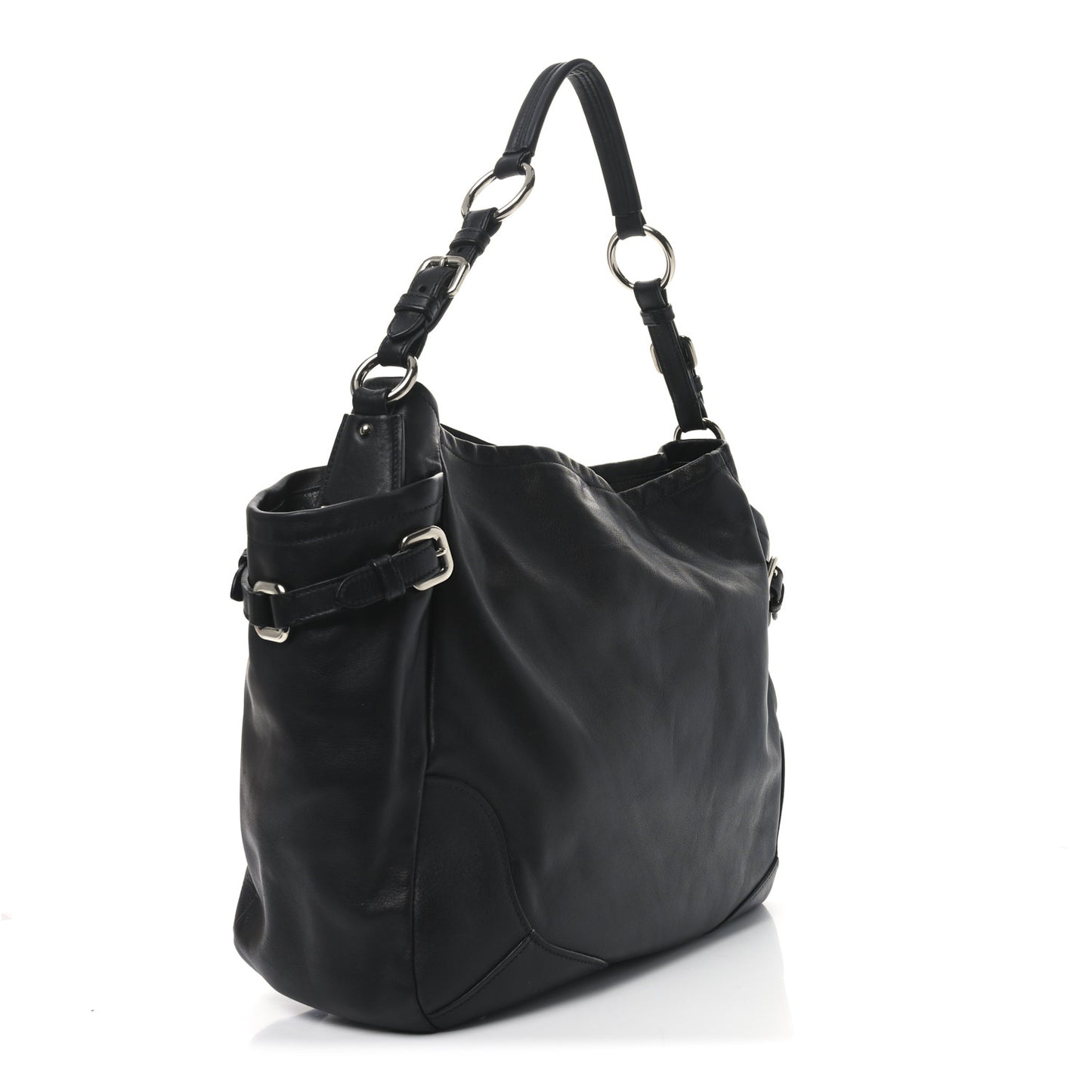 Soft Calf Two Pocket Hobo Black