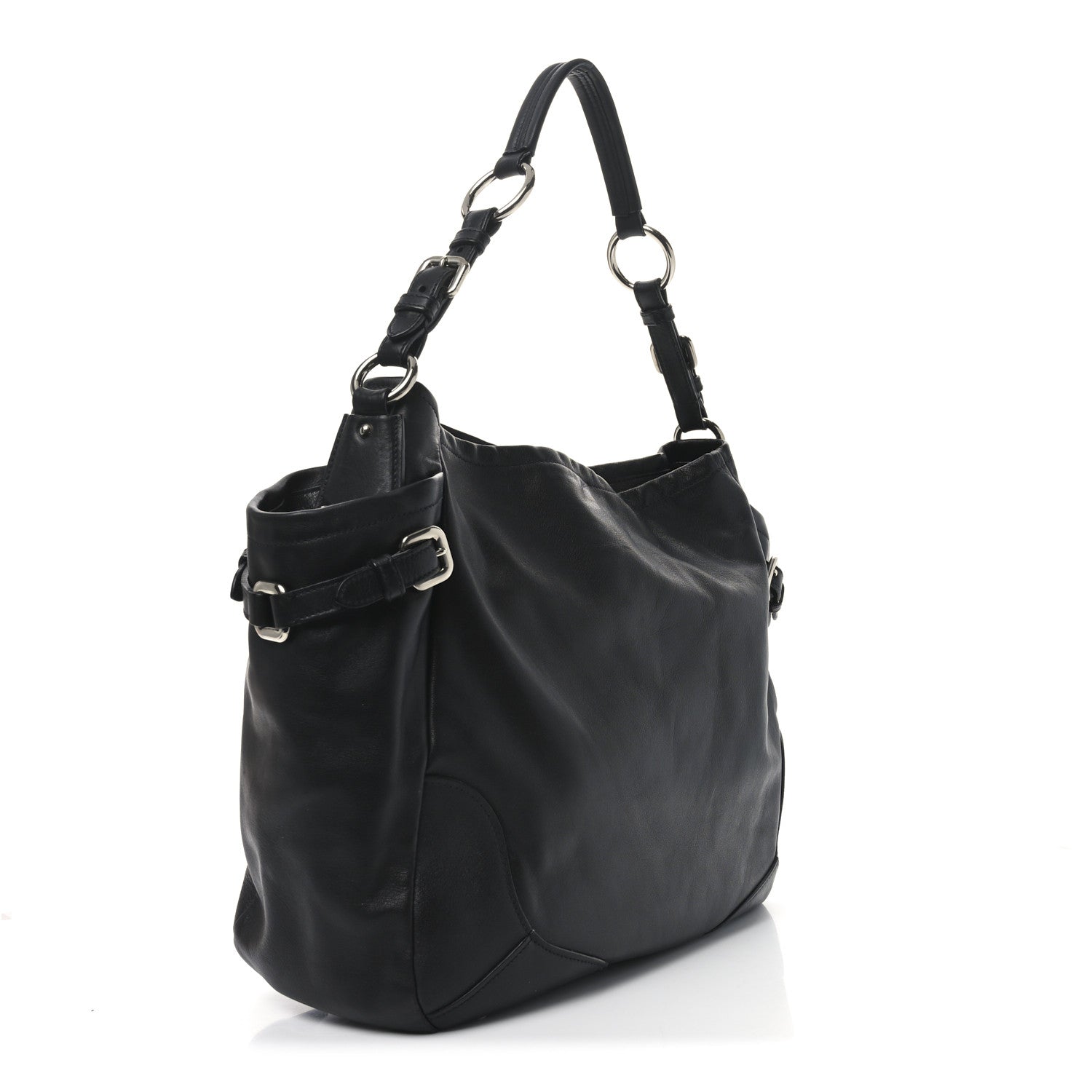Prada Soft Calf Two Pocket Hobo Black 3 of 9