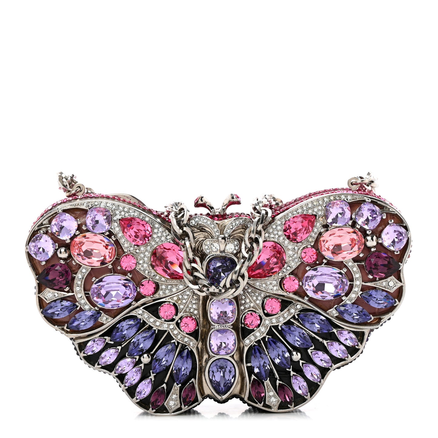 Crystal Butterfly Celestrina Minaudiere Clutch Plum