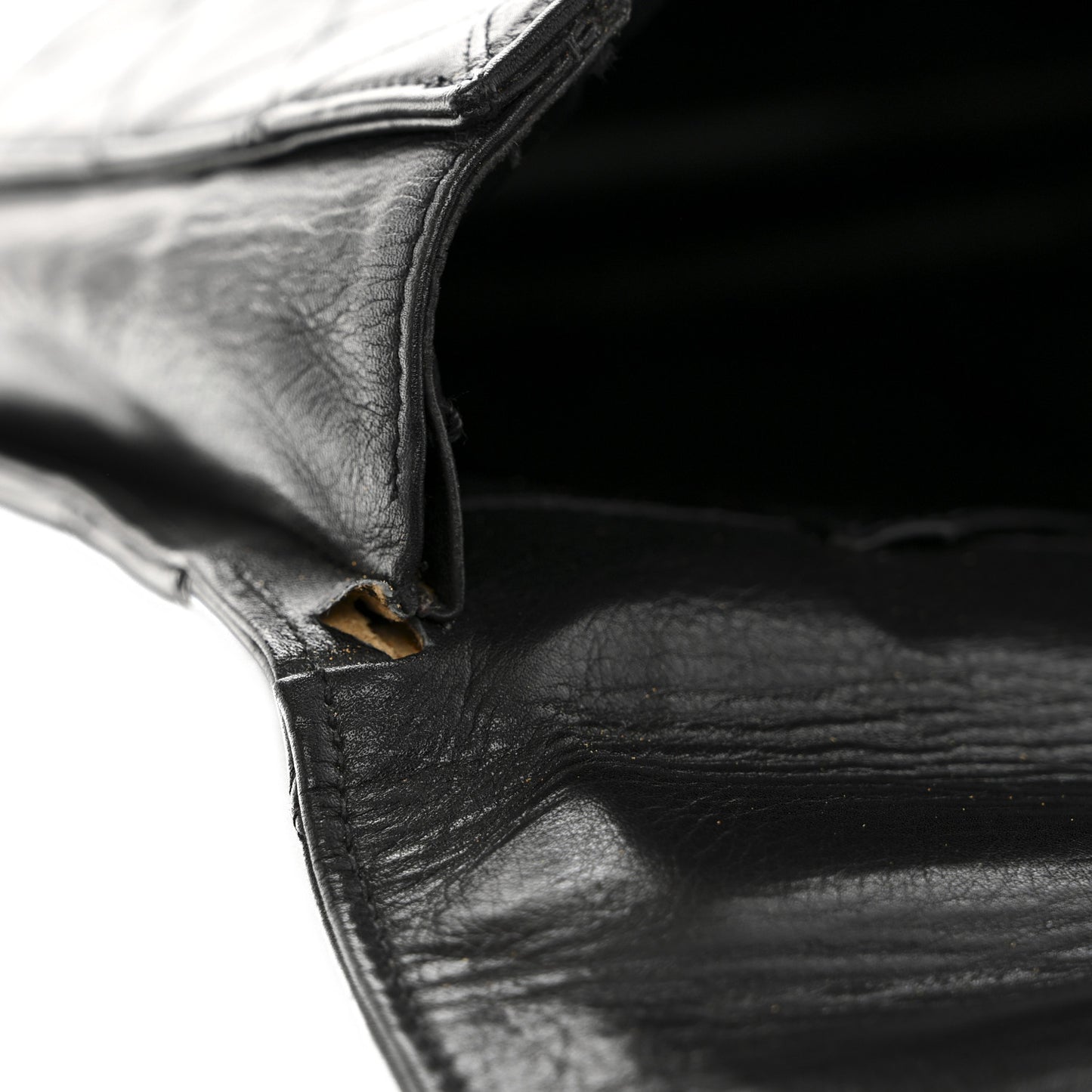 Lambskin Stitched Briefcase Bag Black