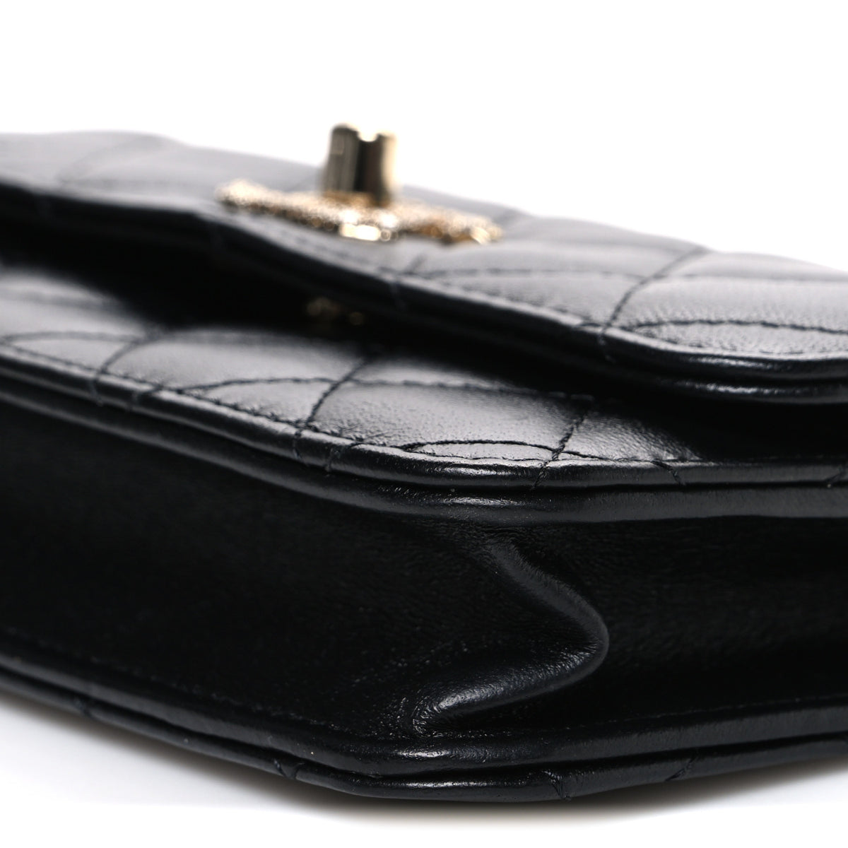 Chanel Lambskin Crystal Quilted Trendy CC Flap Phone Holder With Chain Black 10 of 11