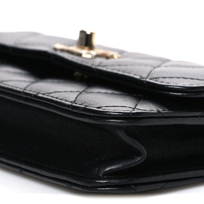 Chanel Lambskin Crystal Quilted Trendy CC Flap Phone Holder With Chain Black 10 of 11