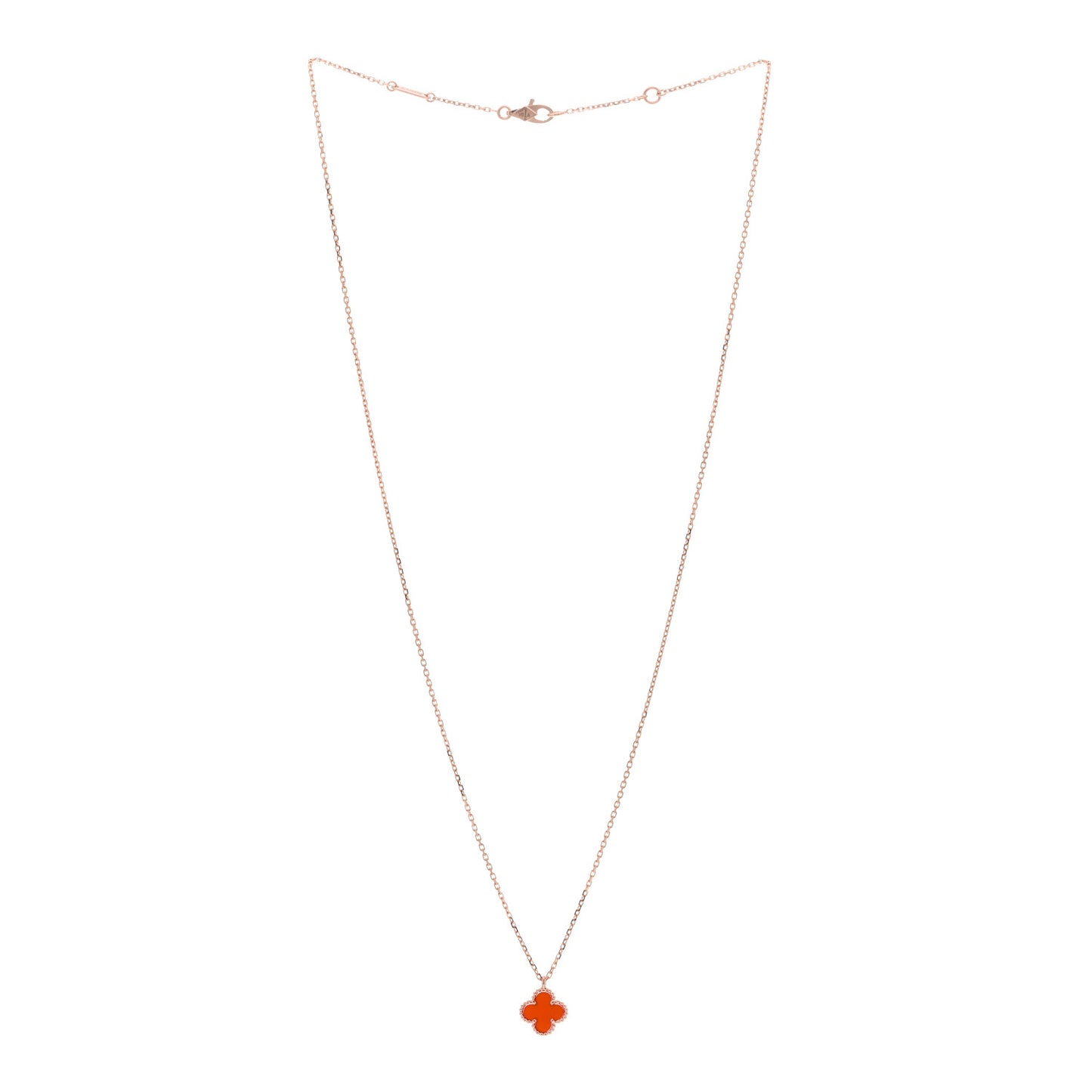18K Rose Gold Carnelian Sweet Alhambra Pendant Necklace