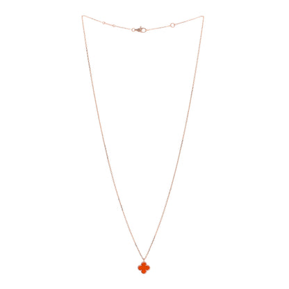 Van Cleef & Arpels 18K Rose Gold Carnelian Sweet Alhambra Pendant Necklace 3 of 5