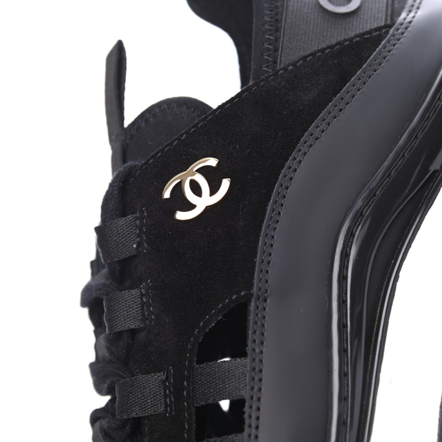 Fabric Calfskin Suede CC Sneakers 39.5 Black