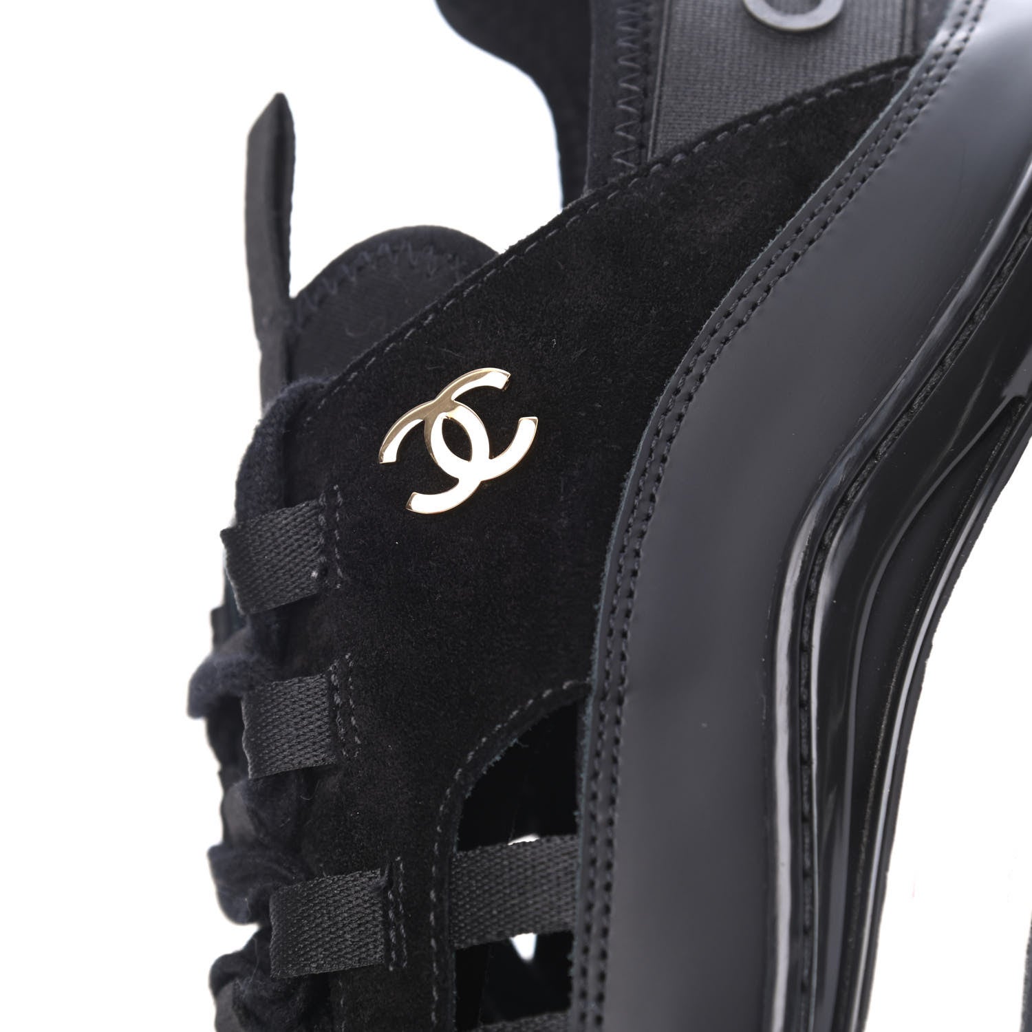 Chanel Fabric Calfskin Suede CC Sneakers 39.5 Black 11 of 20