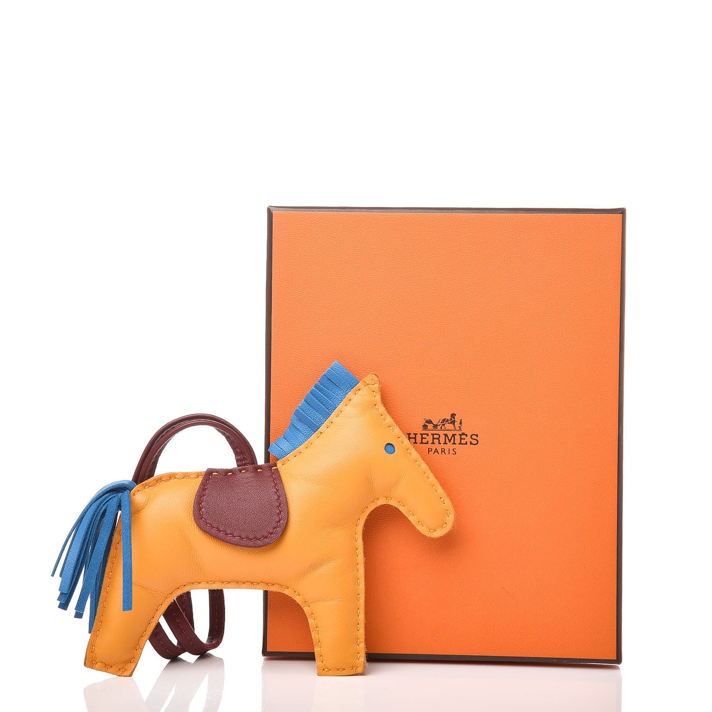 Milo Lambskin Grigri Rodeo Horse Bag Charm MM Jaune D'Or Bleu Zanzibar Rouge H
