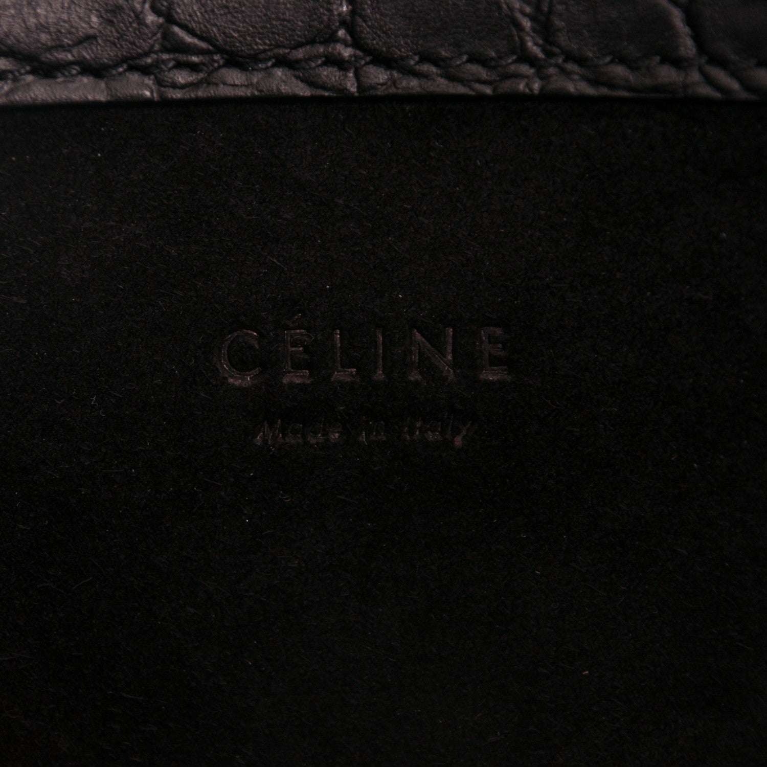 Celine Crocodile Embossed Calfskin Medium Phantom Luggage Black 6 of 7
