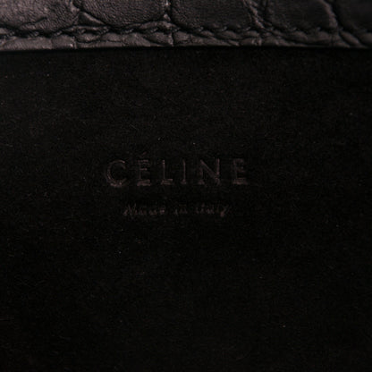 Celine Crocodile Embossed Calfskin Medium Phantom Luggage Black 6 of 7