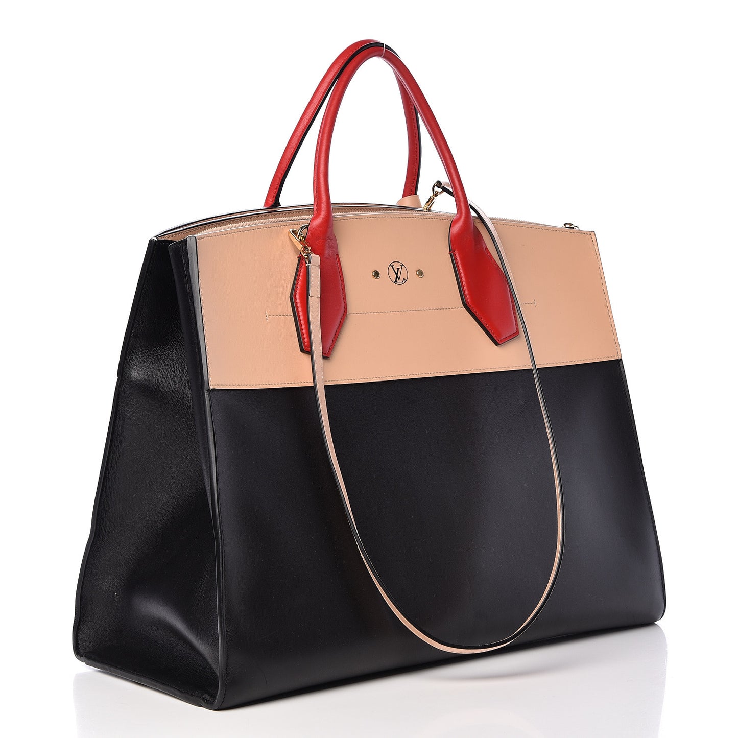 Calfskin City Steamer XL Black Creme Bourgogne
