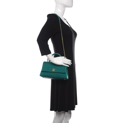 Chanel Jersey Chevron Quilted Mini Coco Handle Flap Green 2 of 9