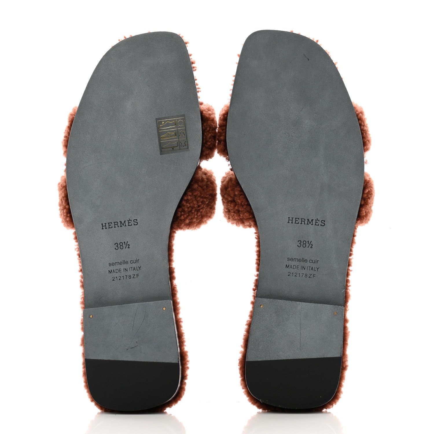 Hermes Woolskin Oran Sandals 38.5 Cognac 5 of 10
