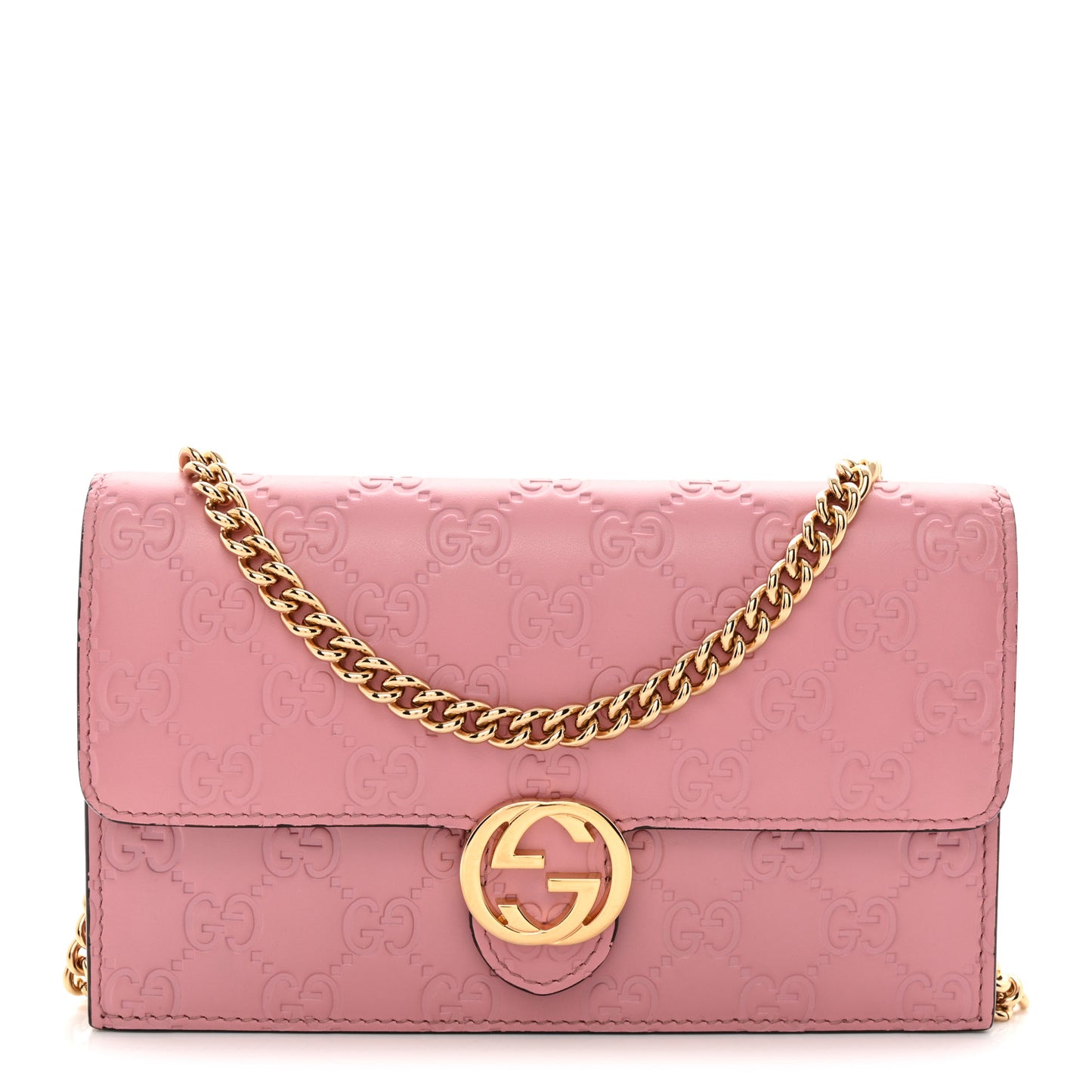Guccissima Icon Chain Wallet Carmine Rose