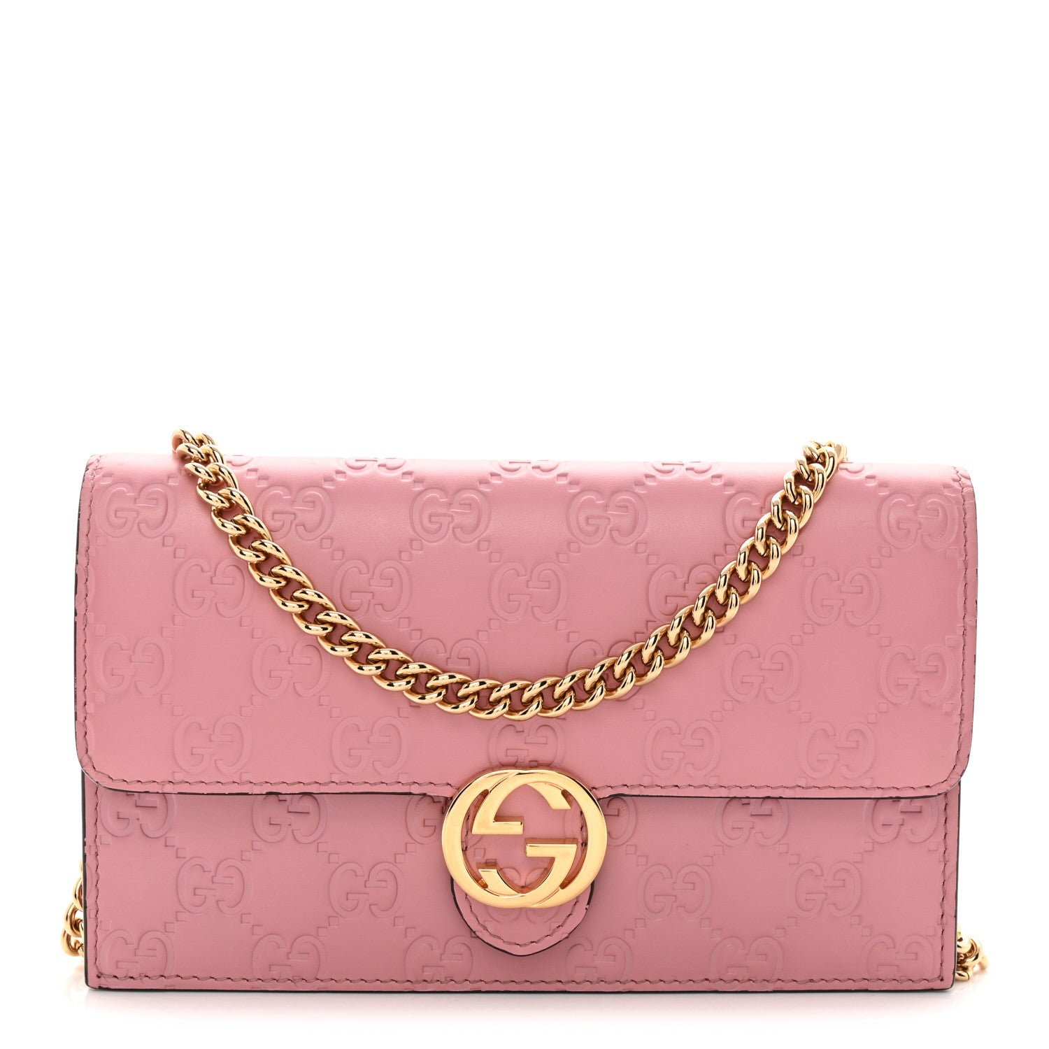 Gucci Guccissima Icon Chain Wallet Carmine Rose 1 of 13
