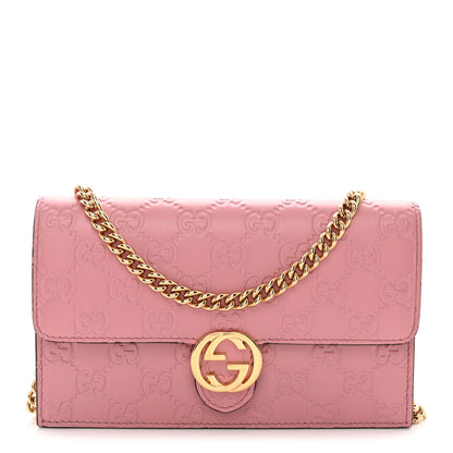 Gucci Guccissima Icon Chain Wallet Carmine Rose 1 of 13