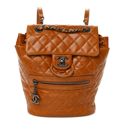 Chanel Glazed Calfskin Quilted Small Salzburg Mountain Backpack Brown 1 of 9