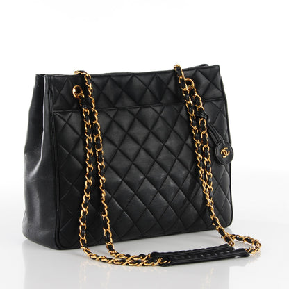Chanel Lambskin Quilted Shopper Tote Black 3 of 8