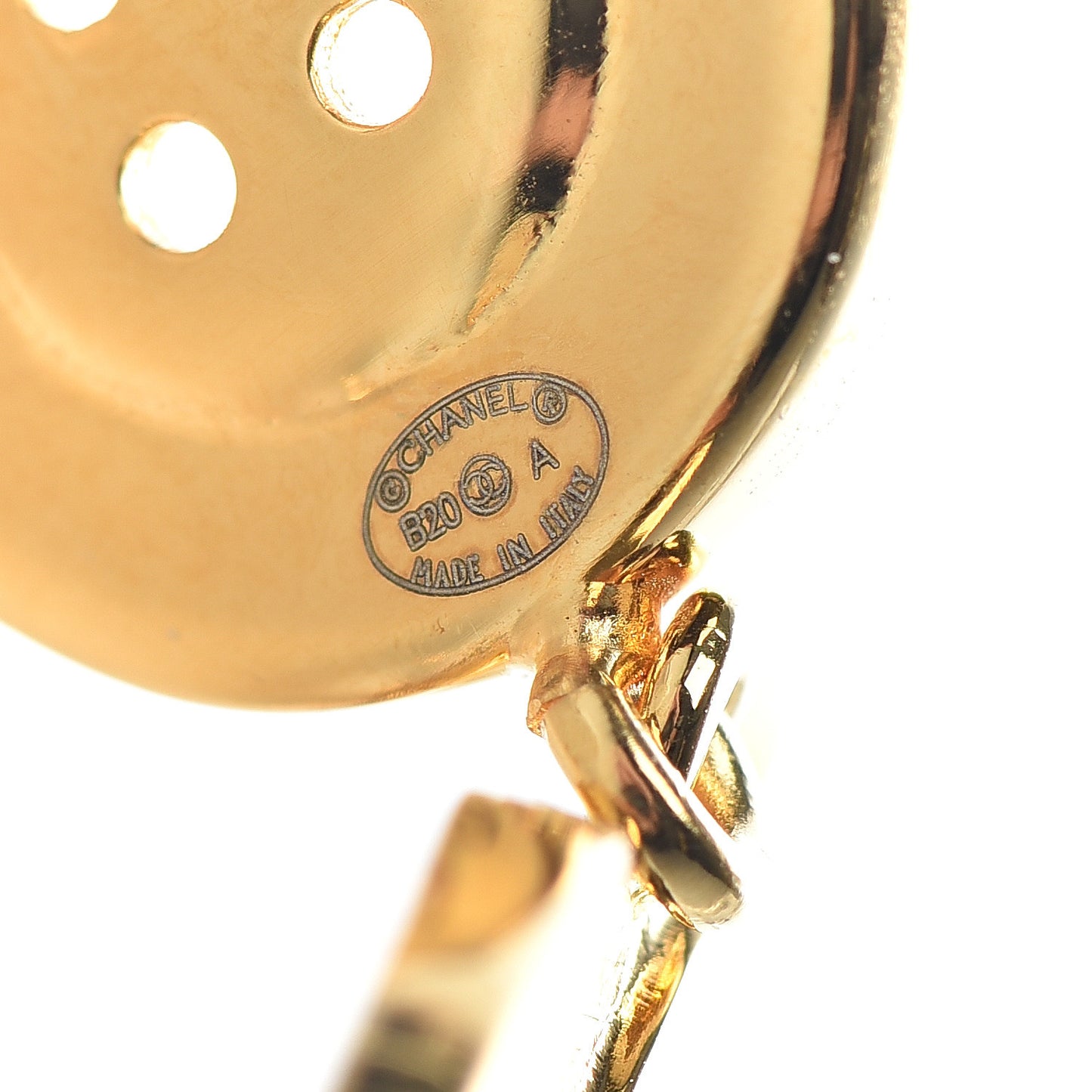 Metal Large Paris Button Earrings Gold