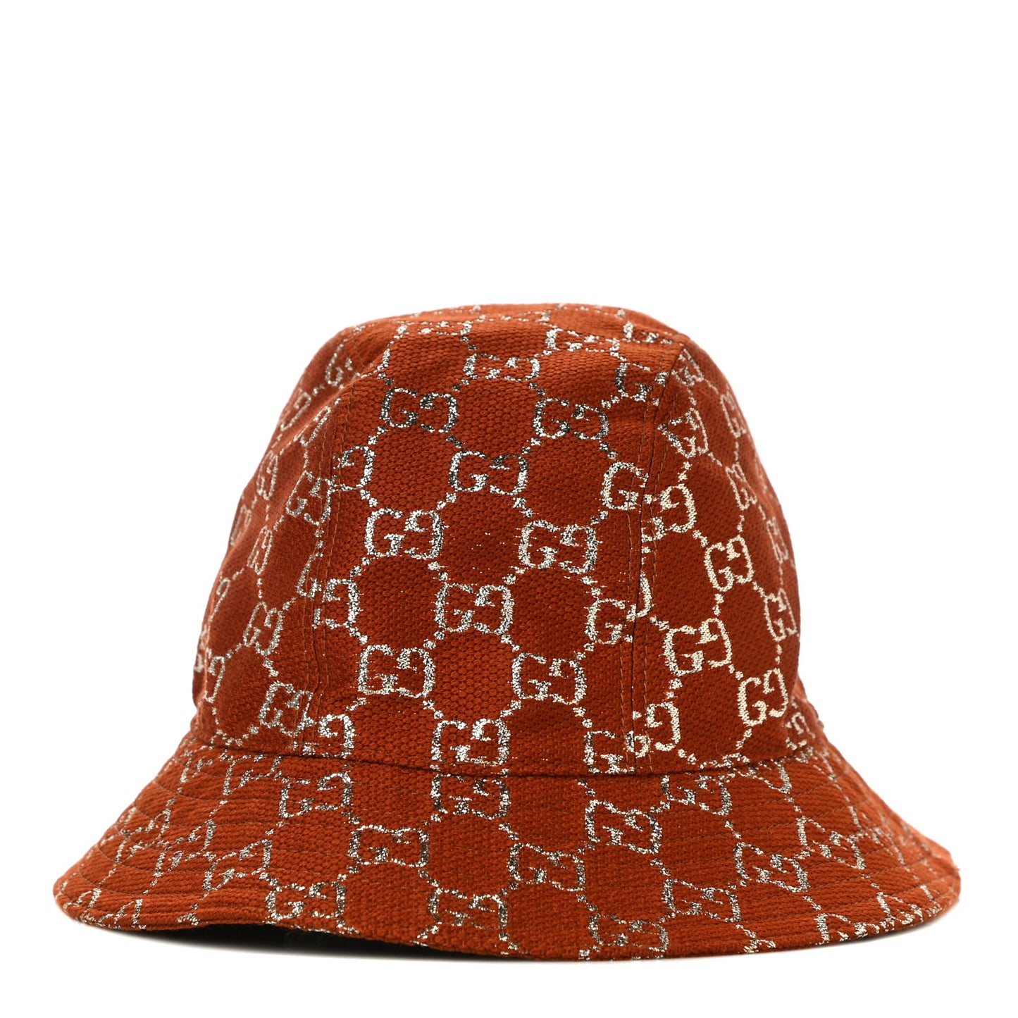 Canvas Lame GG Monogram Bucket Hat S Burnt Orange Silver