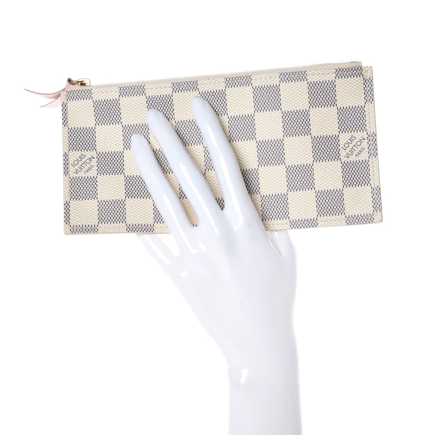 Damier Azur Felicie Chain Wallet Zippered Insert Rose Ballerine